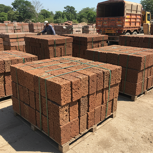 Finished wall made from laterite stone blocks
